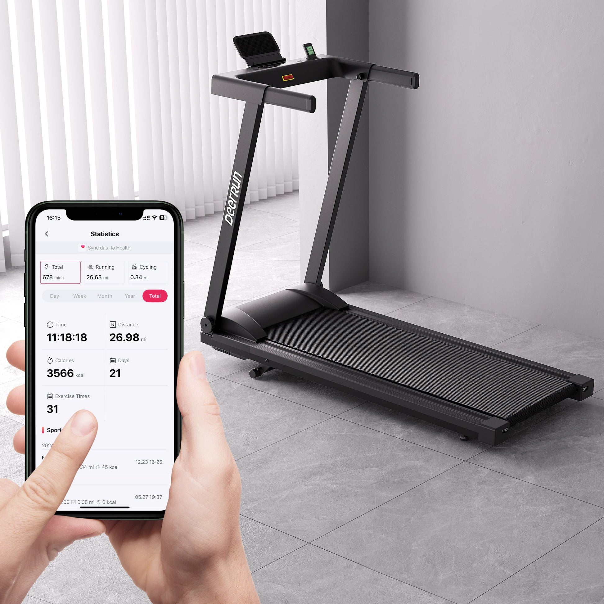 DeerRun All-New 2026 A1 Pro Move+ Smart Foldable Treadmill with 6% Incline & NFC | 350 lbs, 10 mph, Black DeerRun®