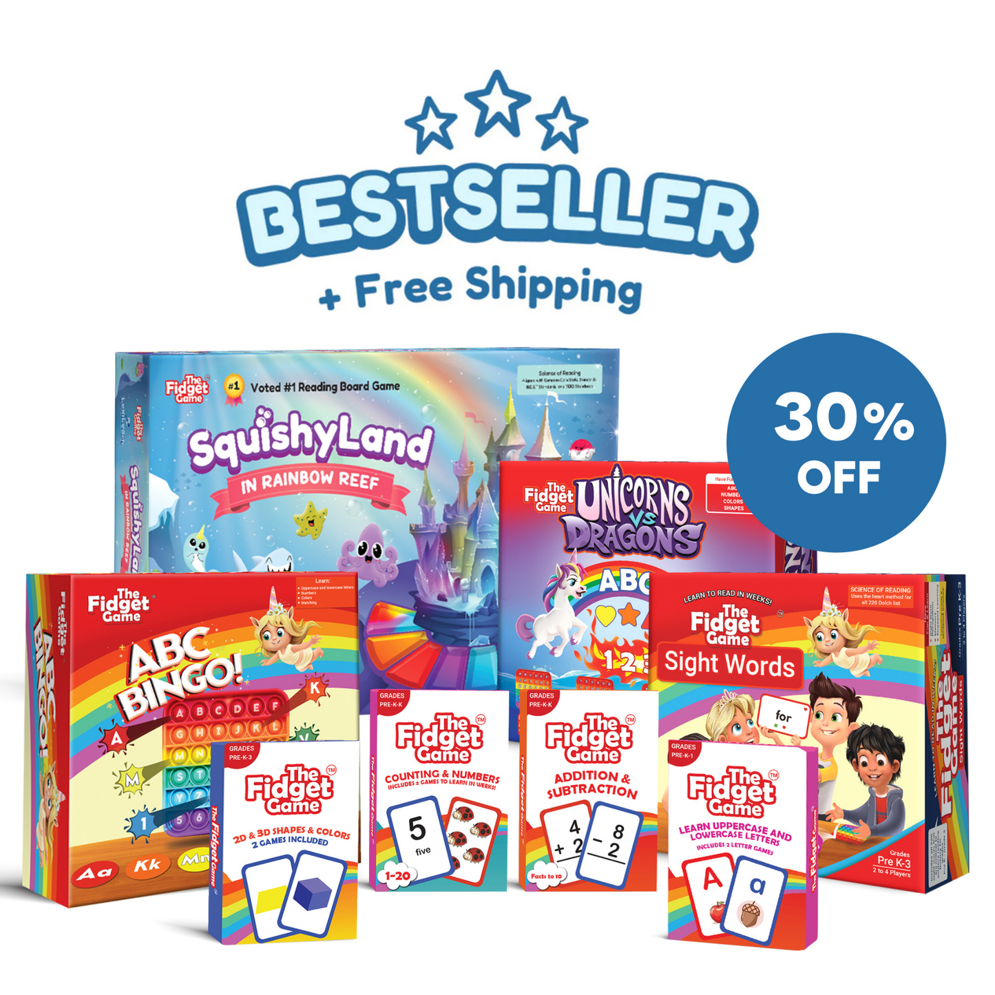 Unicorns vs Dragons included in multi-game bundle featuring other Fidget Game boxes