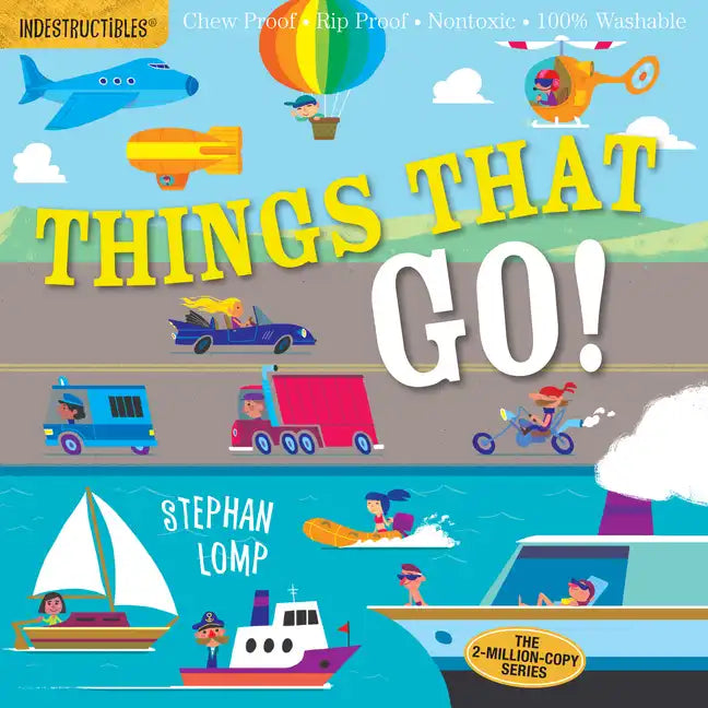 Chew-proof vehicle book cover with large text 'THINGS THAT GO!'