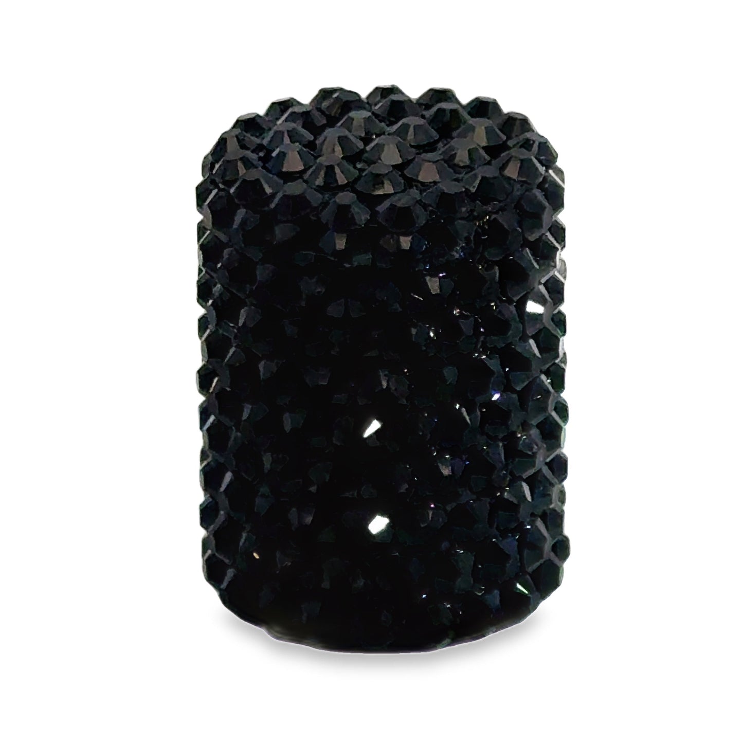 Bedazzled black bottle cap with sparkling texture