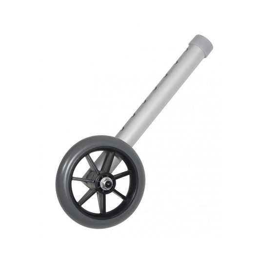 Gray 5-inch universal walker wheel with axle and spokes