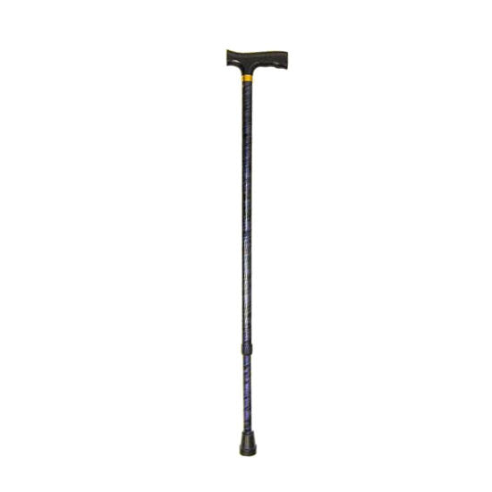 Lightweight adjustable cane with derby grip, dark shaft and yellow handle