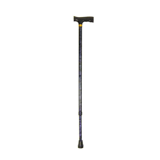 Lightweight adjustable cane with derby grip, dark shaft and yellow handle