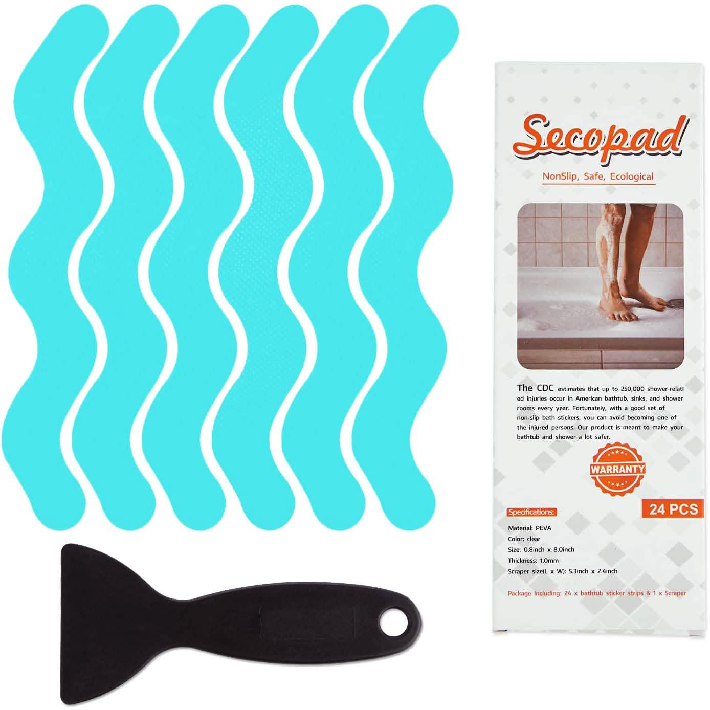 Secopad non-slip pad set with packaging and applicator tool on a white background