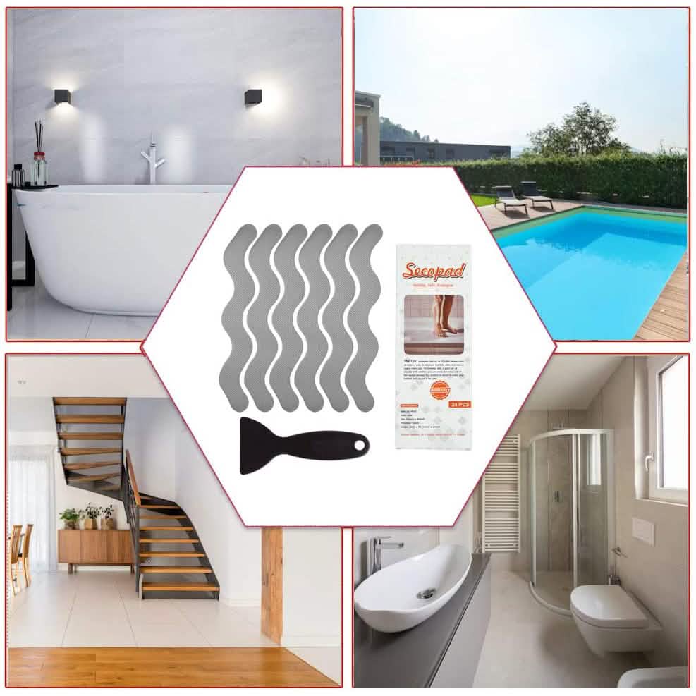 Scrapad product with bathroom and pool images in a collage