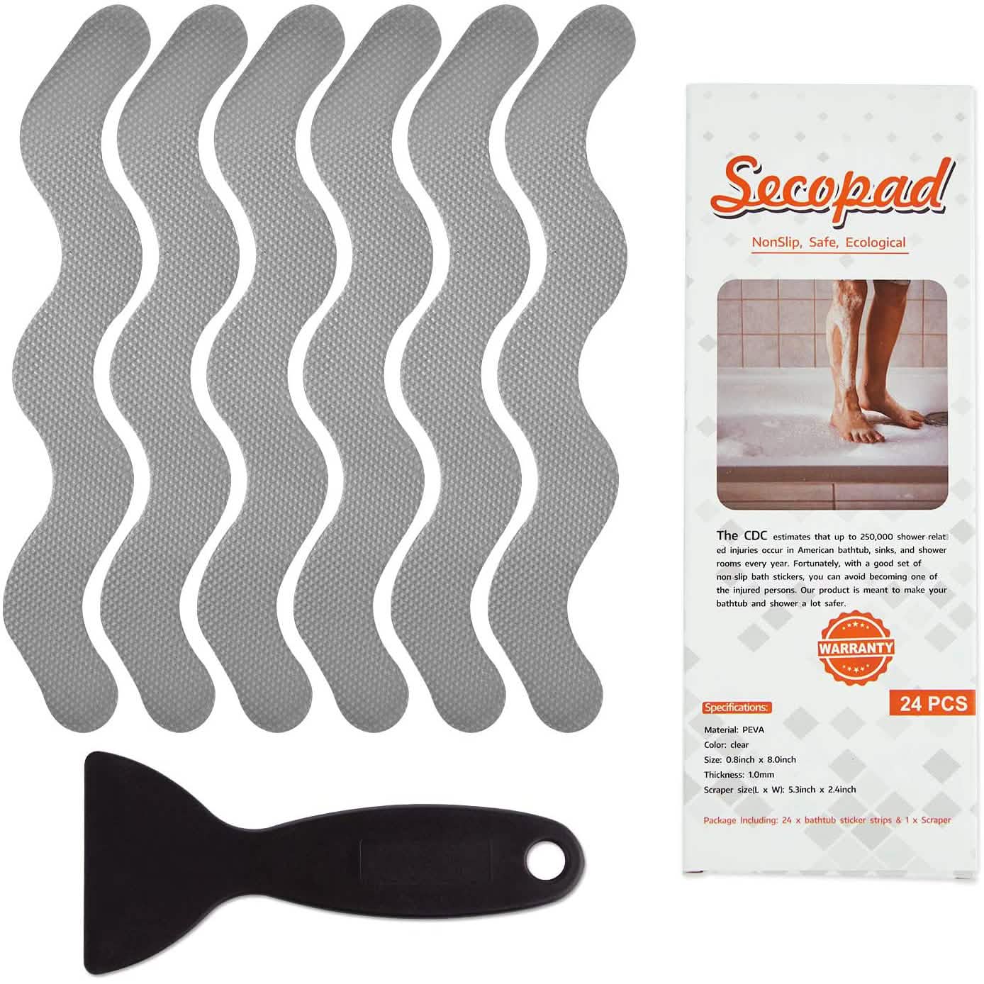Secopad anti-slip pads with packaging and applicator on a white background