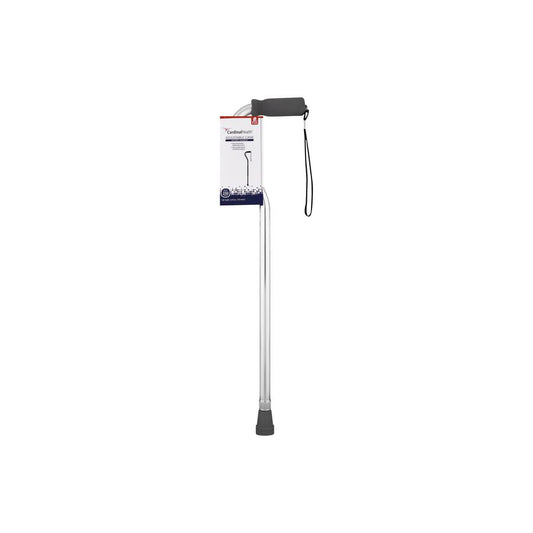 Adjustable offset-handle cane with white shaft and black cuff