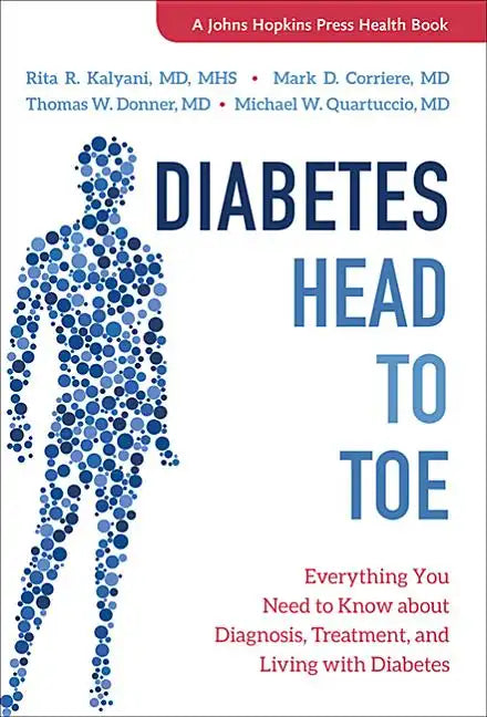 Paperback titled Diabetes Head to Toe with blue diabetes figure on front cover