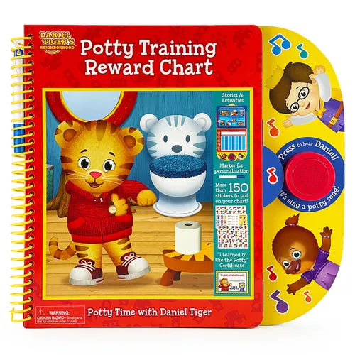 Potty training reward chart with Daniel Tiger and spiral binding, for tracking bathroom goals