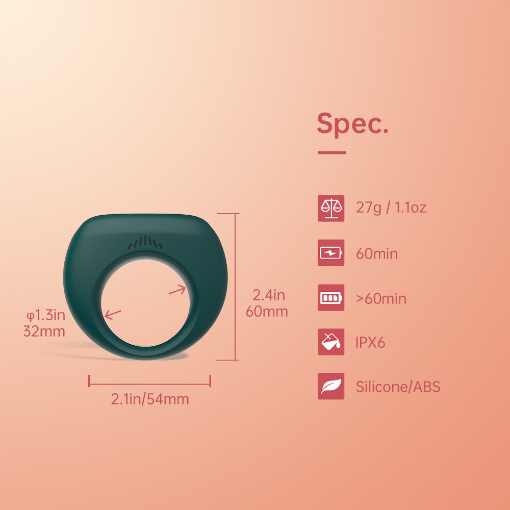 Magic Dante II smart ring, dark teal silicone band, front view