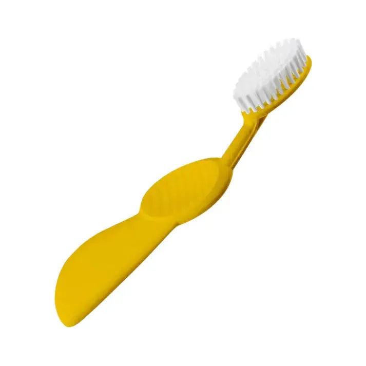 Radius Flex soft right-hand toothbrush, yellow handle with white bristles
