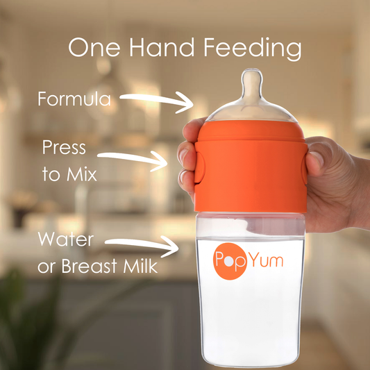 PopYum 9oz Anti-Colic Baby Bottle for Breast and Formula Feeding, Orange, #2 Medium Flow Nipples