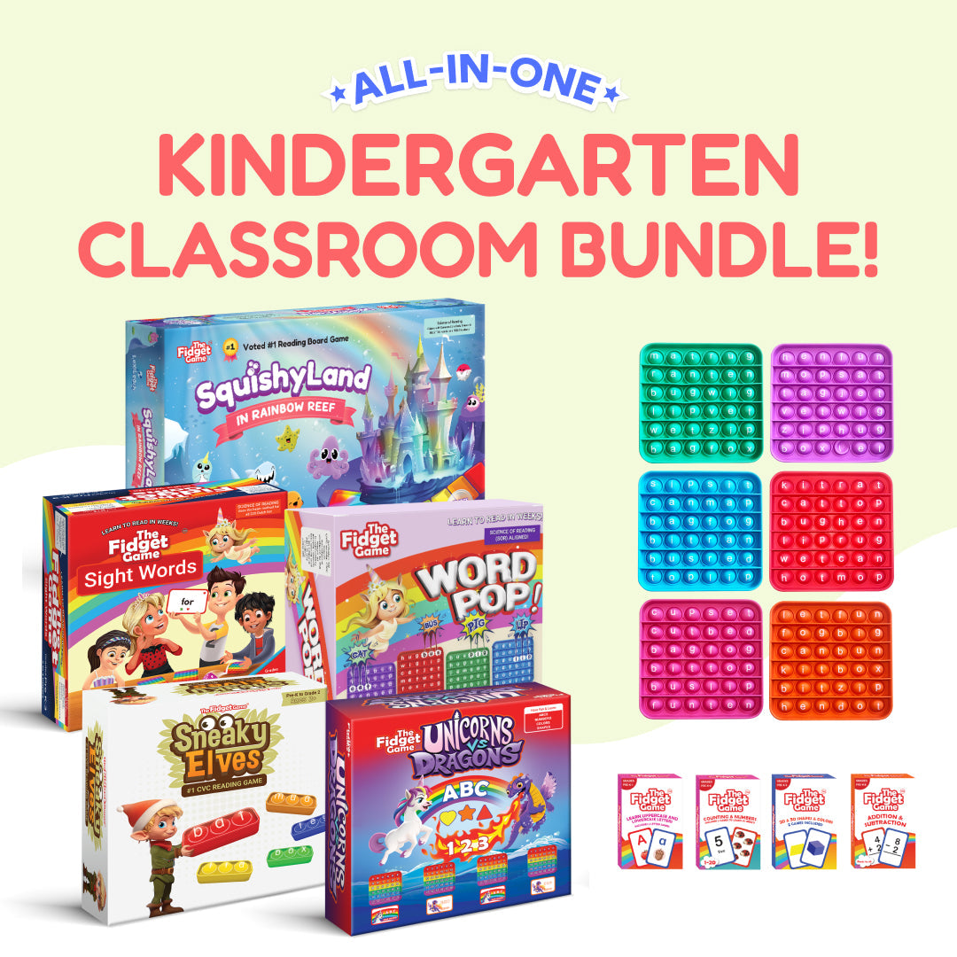 ABC Bingo kindergarten bundle with pop-it mats and multiple fidget game boxes