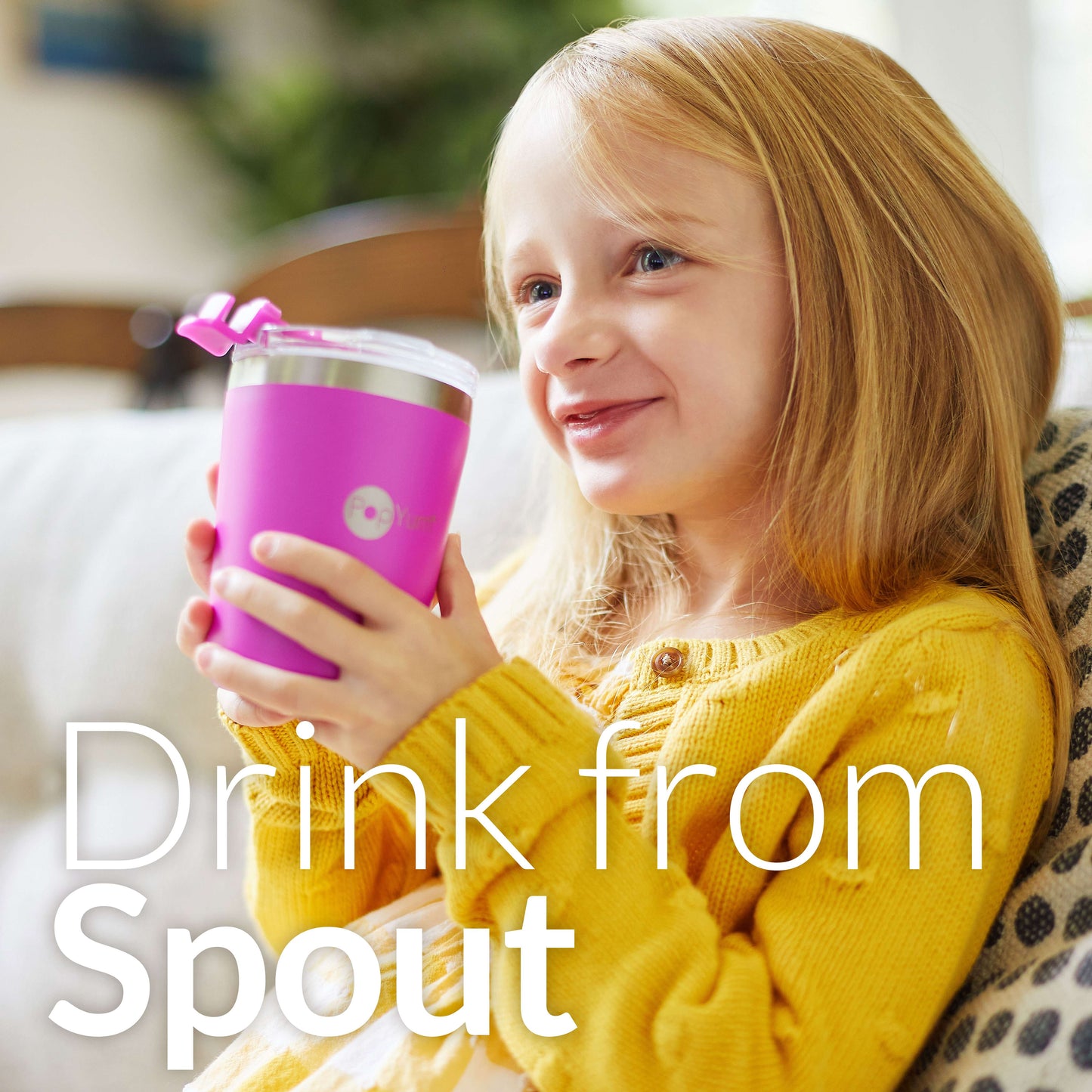 PopYum 9oz Insulated Stainless Steel Kids’ Cups with Lid and Straw, 2-Pack, Green & Pink, stackable, sippy, baby, child, toddler, tumbler