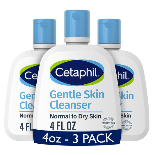 Cetaphil Gentle Skin Cleanser bottles, blue caps; Normal to Dry Skin, 4 fl oz.