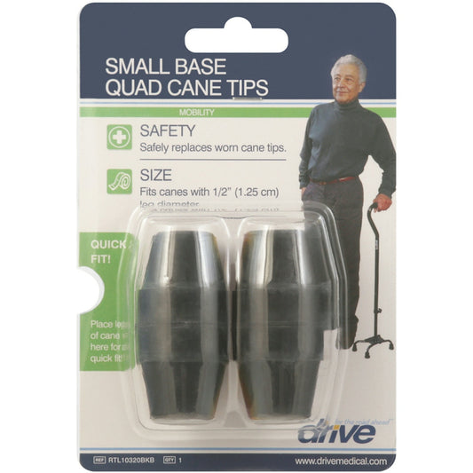 Black quad cane tips for small base, 4-pack replacement rubber feet