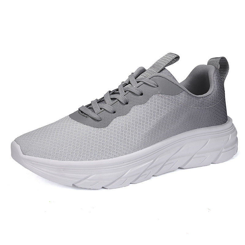 Men's mesh sneakers in light gray with lace-up front and white sole