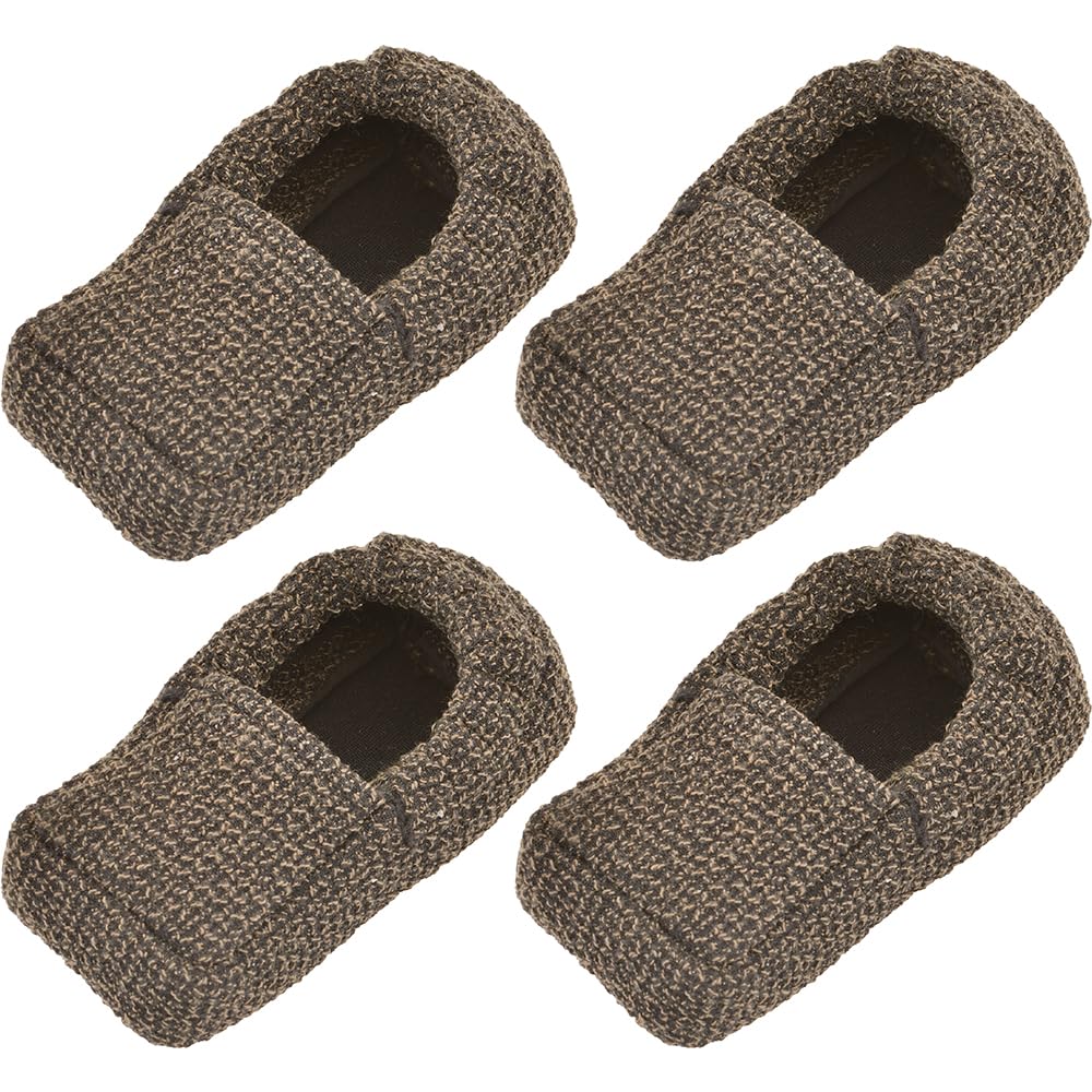 Set of 4 walker ski glide covers, brown textured fabric with open center