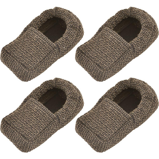 Set of 4 walker ski glide covers, brown textured fabric with open center