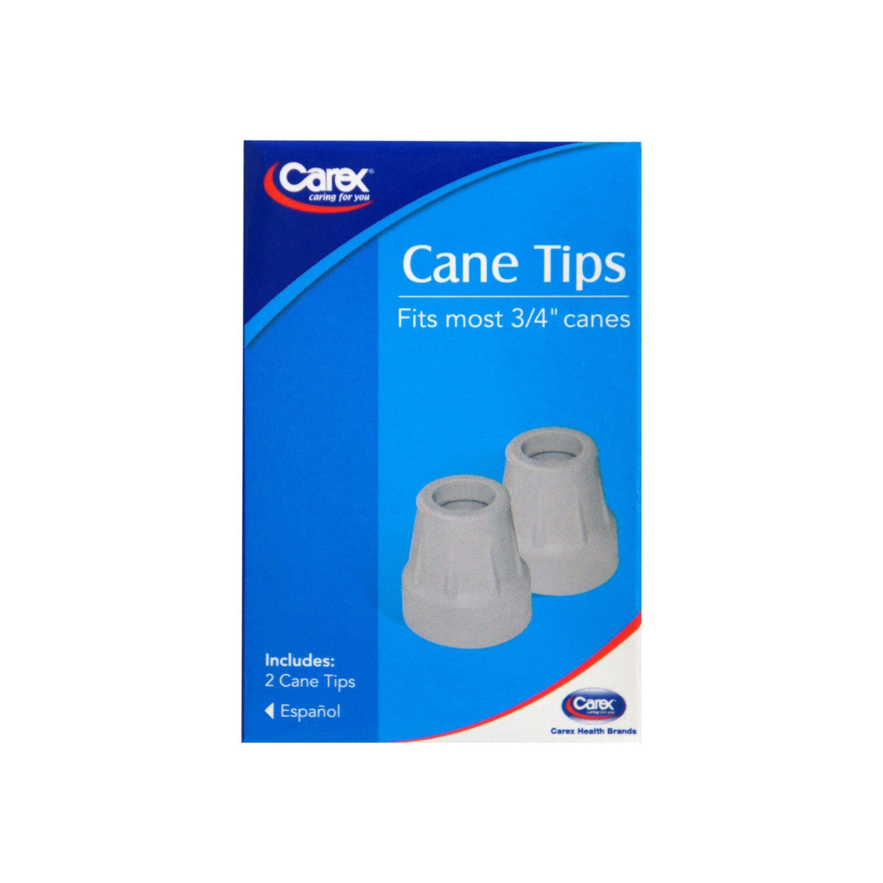 Grey rubber 3/4-inch cane tips, pair, replacement slip-resistant ends.