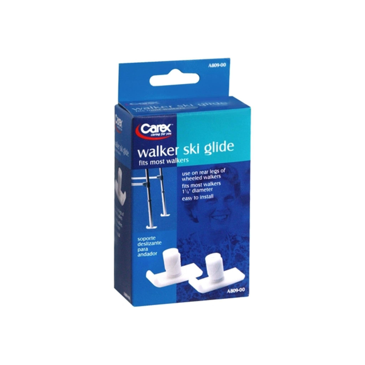 Carex walker ski glide kit box for rear legs of wheeled walkers