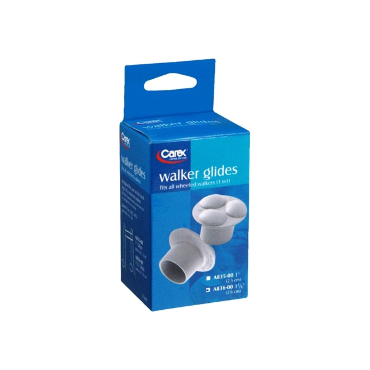 Carex universal fit walker glides, 1 pair, light gray replacement glide tips