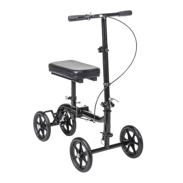 Drive Medical folding knee walker with padded knee rest, dual hand grips, and 4 wheels