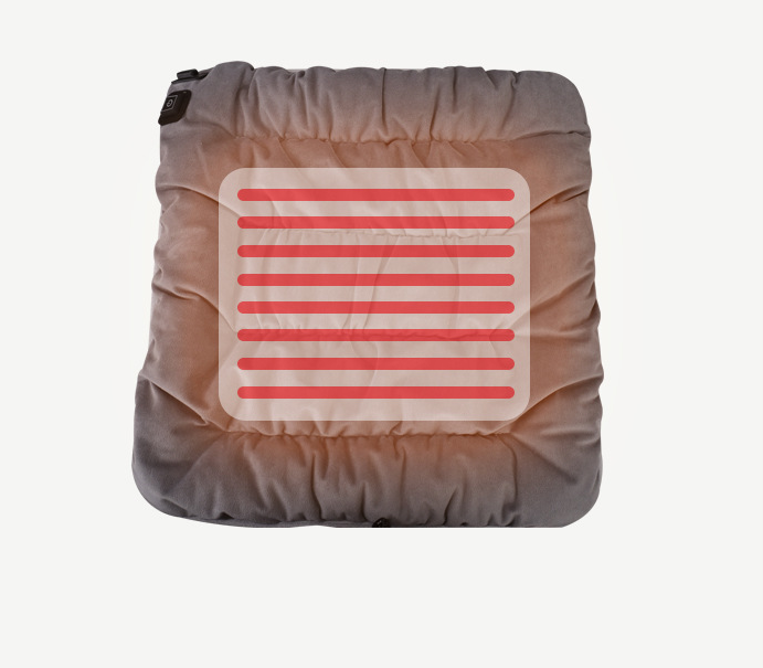 Folded heating pad with heat indicator lines graphic