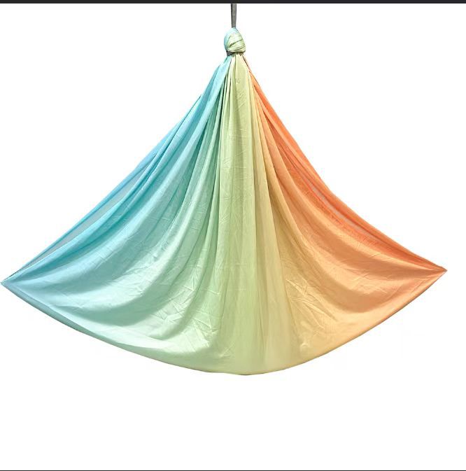 Sensory hammock swing chair with rainbow gradient fabric and hanging rope