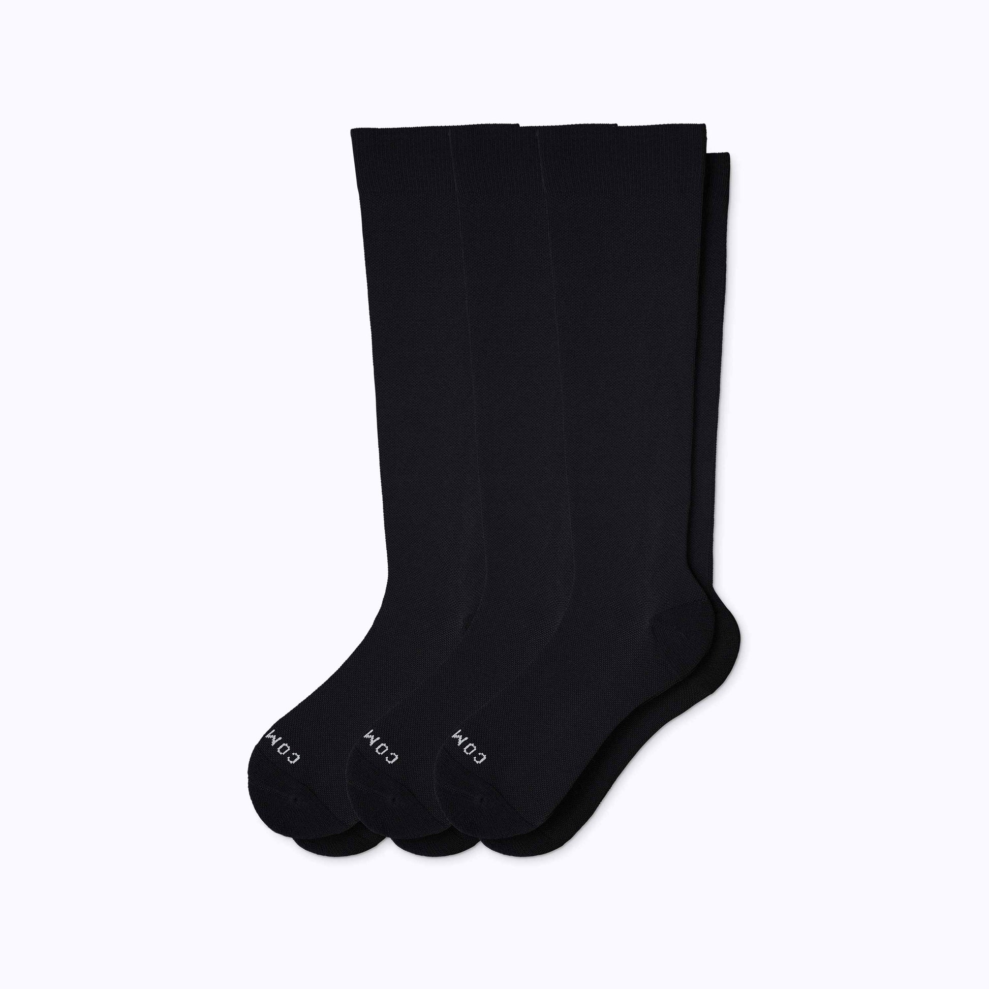 Knee-high compression socks, black set with cushioned toe and heel
