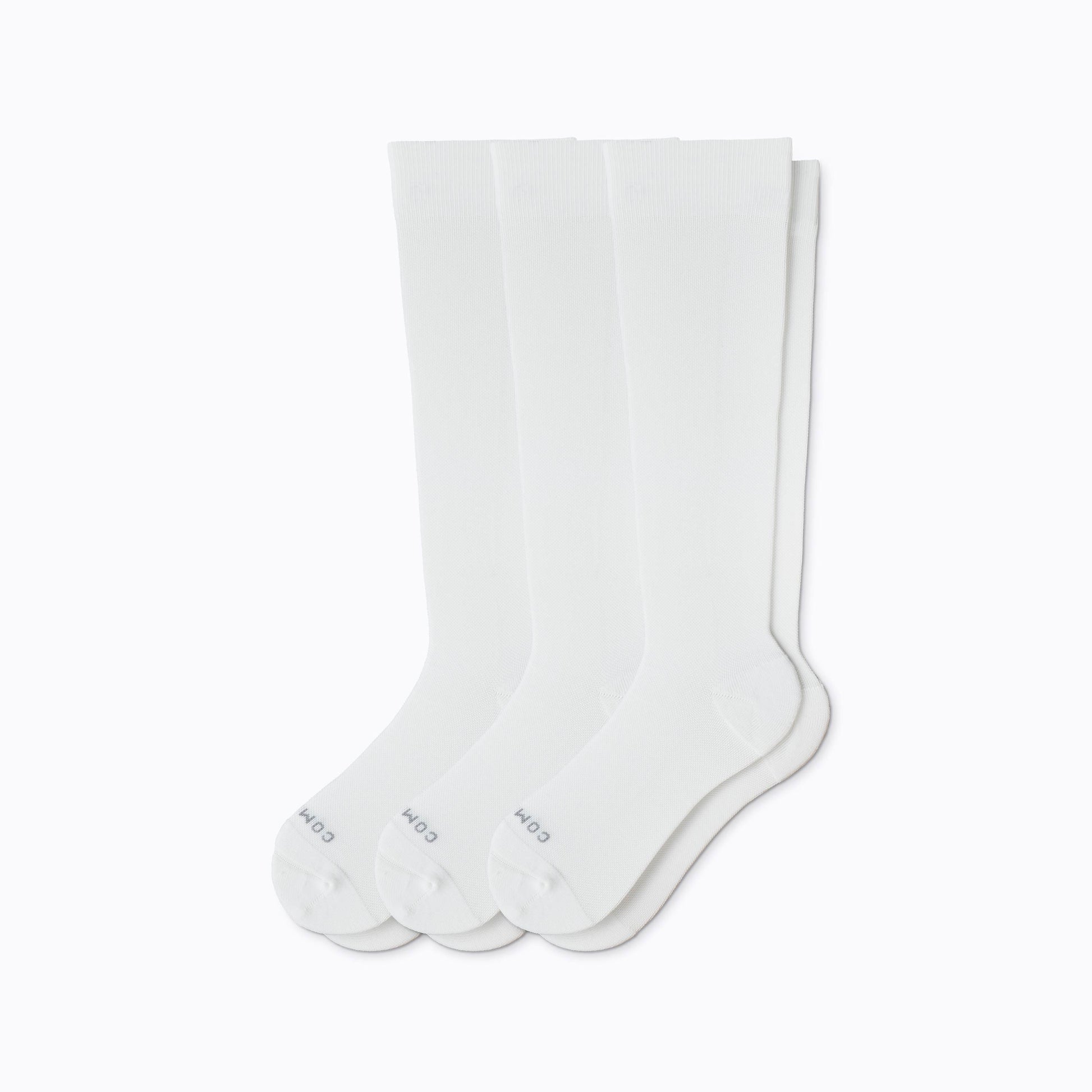 White knee-high compression socks, 3-pack set