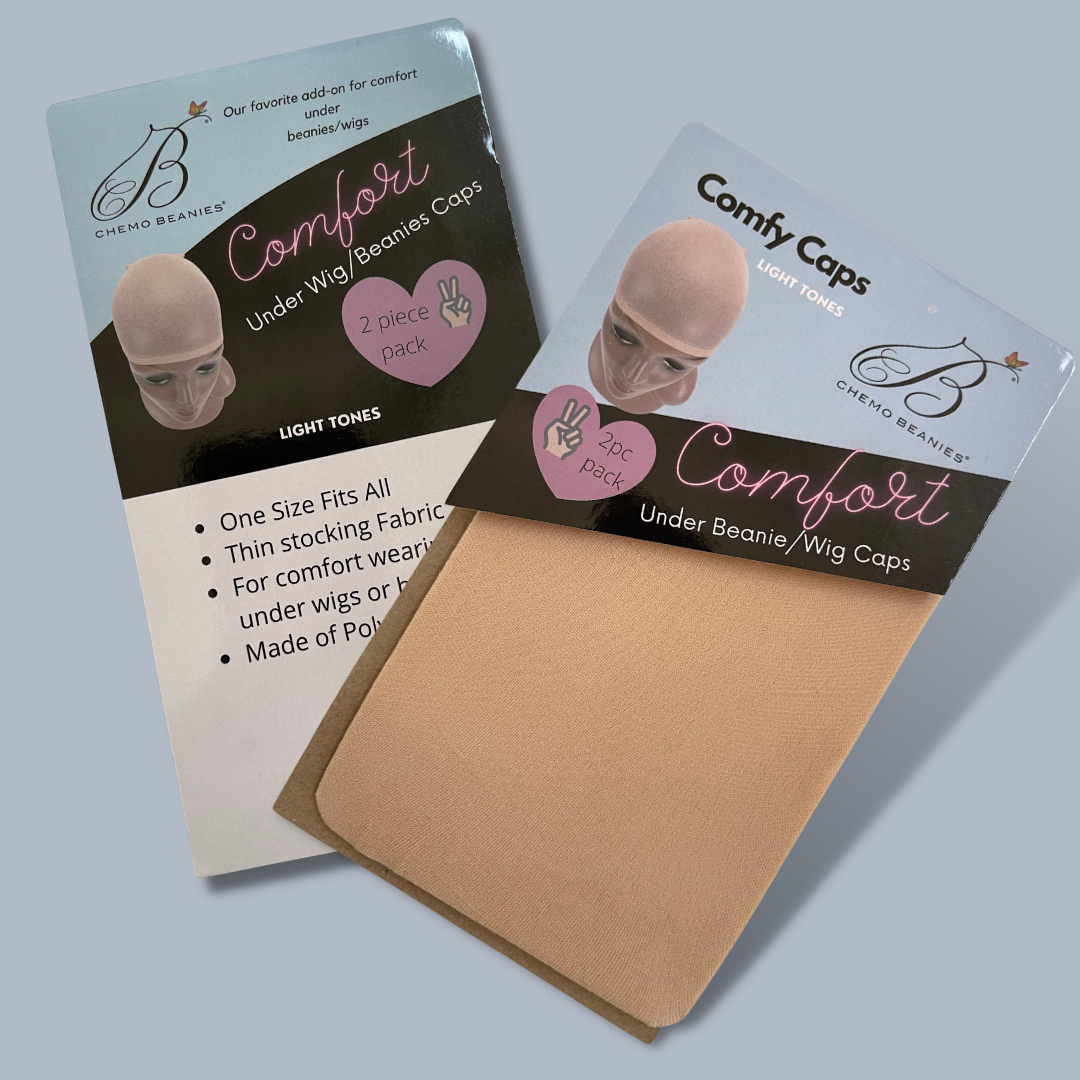Under beanie wig caps, light tones, 2-pack, beige set on retail packaging