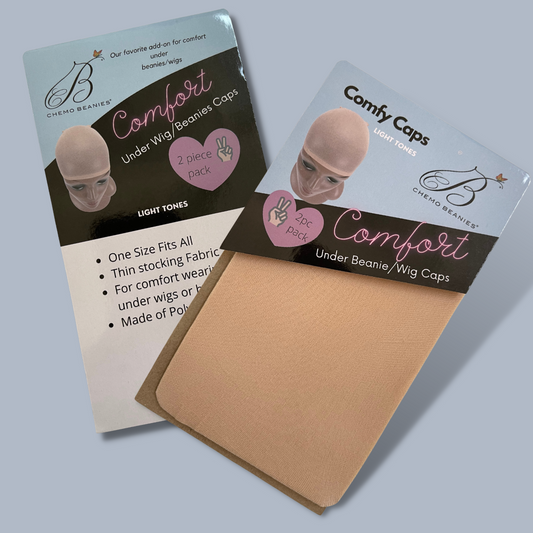 Under beanie wig caps, light tones, 2-pack, beige set on retail packaging