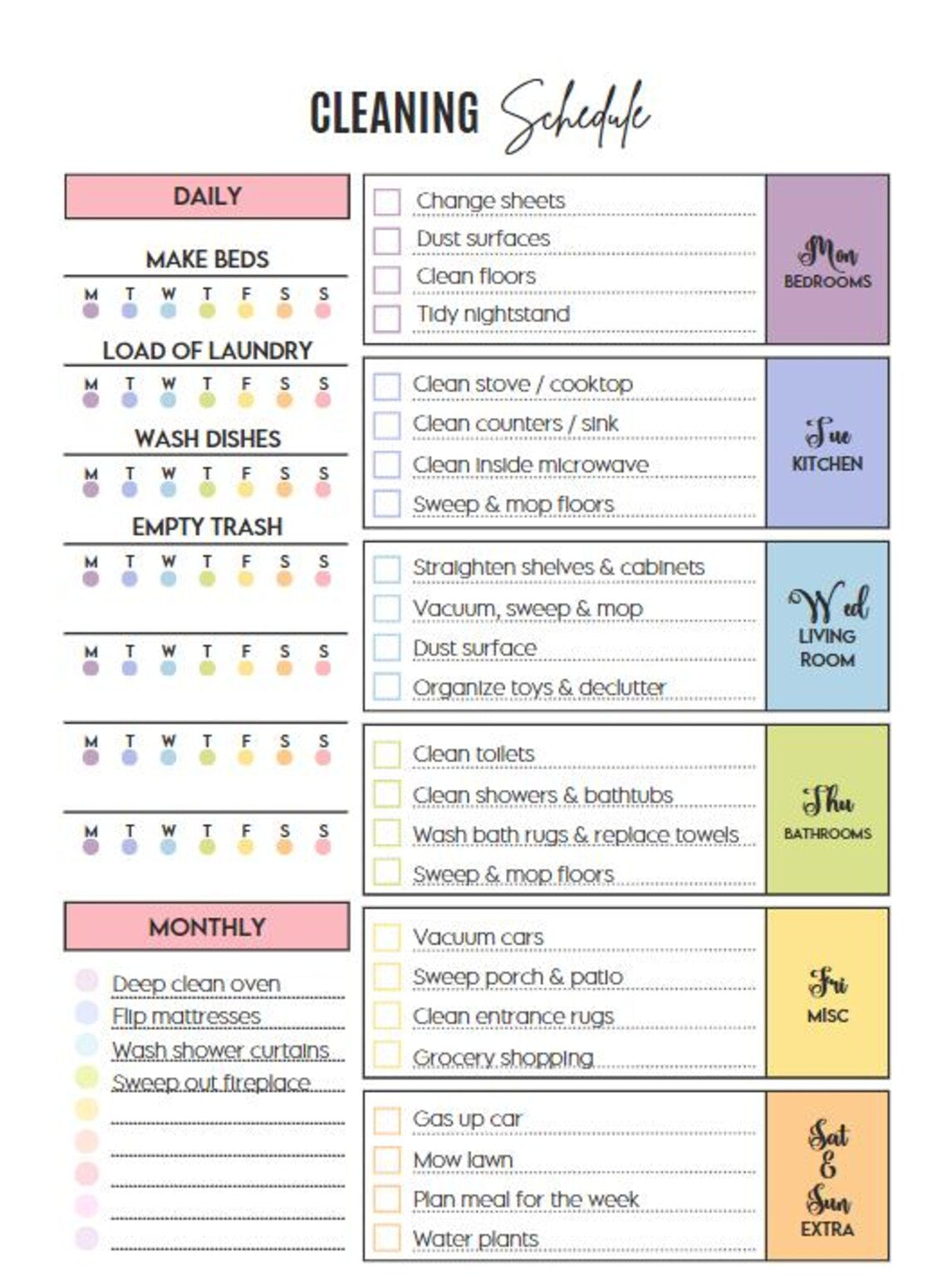 ADHD Cleaning Planner | 50 Pages Printable and Editable in Canva CYDesignStudio