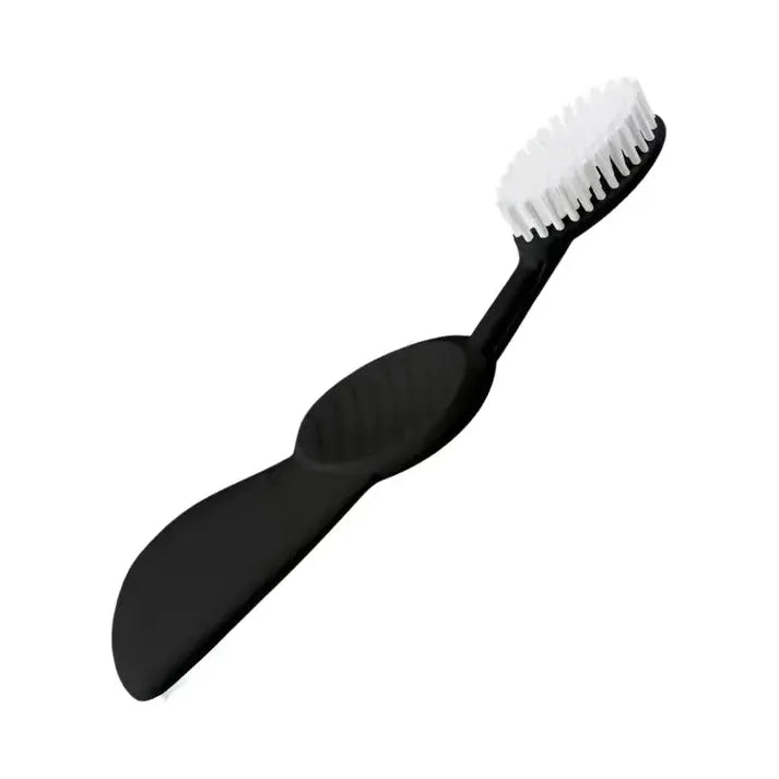 Radius Flex soft right-hand toothbrush, black handle with white bristles