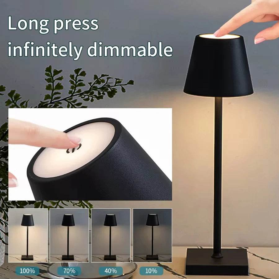 LED USB Rechargeable Desk Lamp – Portable Wireless Touch Light, Waterproof Ambiance Lamp for Bedroom, Office & Outdoor Use