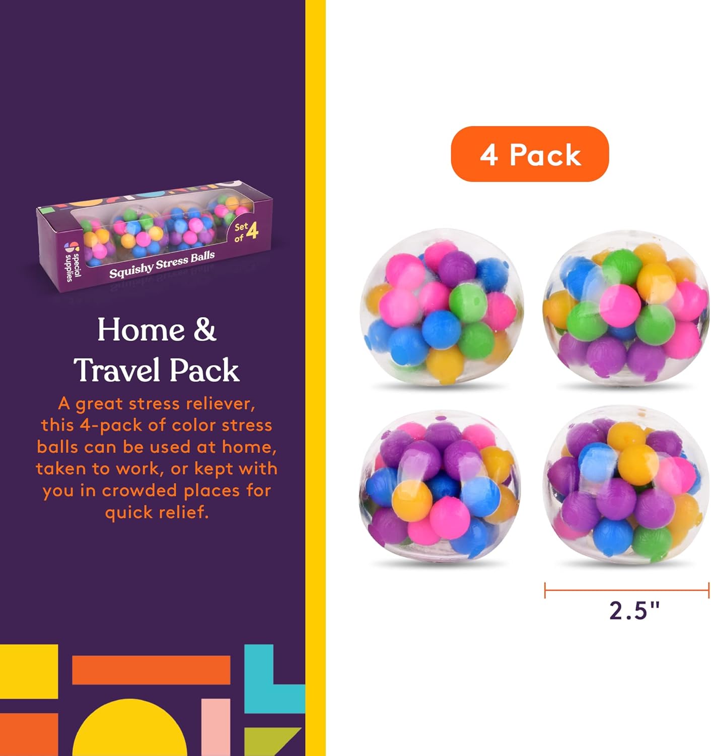 Colorful Stress Ball (4 Pack)