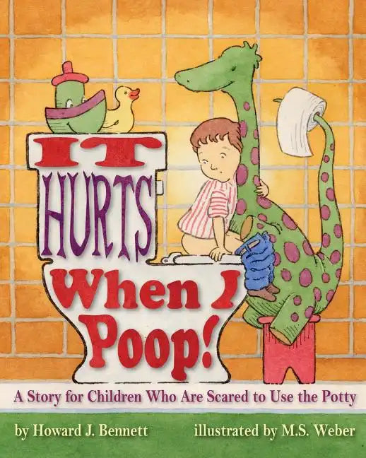 Children’s potty-training paperback with cartoon dinosaur and boy on illustrated toilet cover