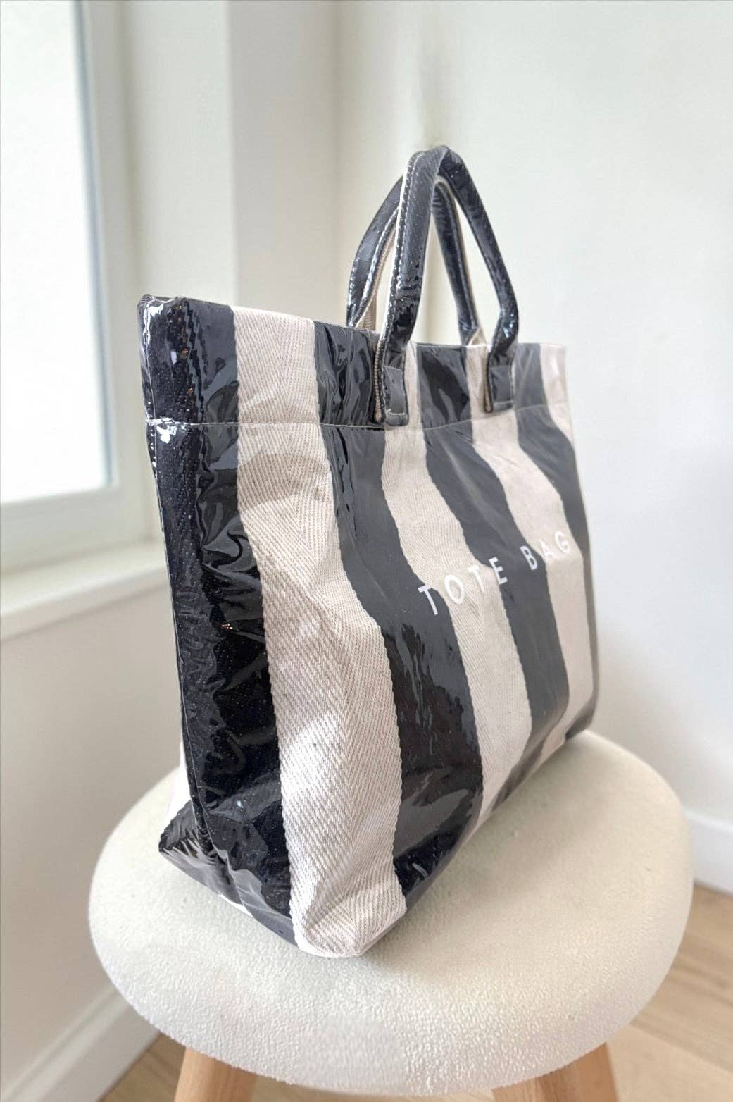 The Bag Waterproof Tote in Black & White Shop Fête