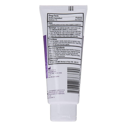 3M Cavilon Durable Barrier Cream fragrance-free back label on white squeeze tube