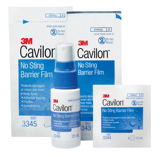 Cavilon No Sting Barrier Film spray bottle with 28 mL label and product boxes