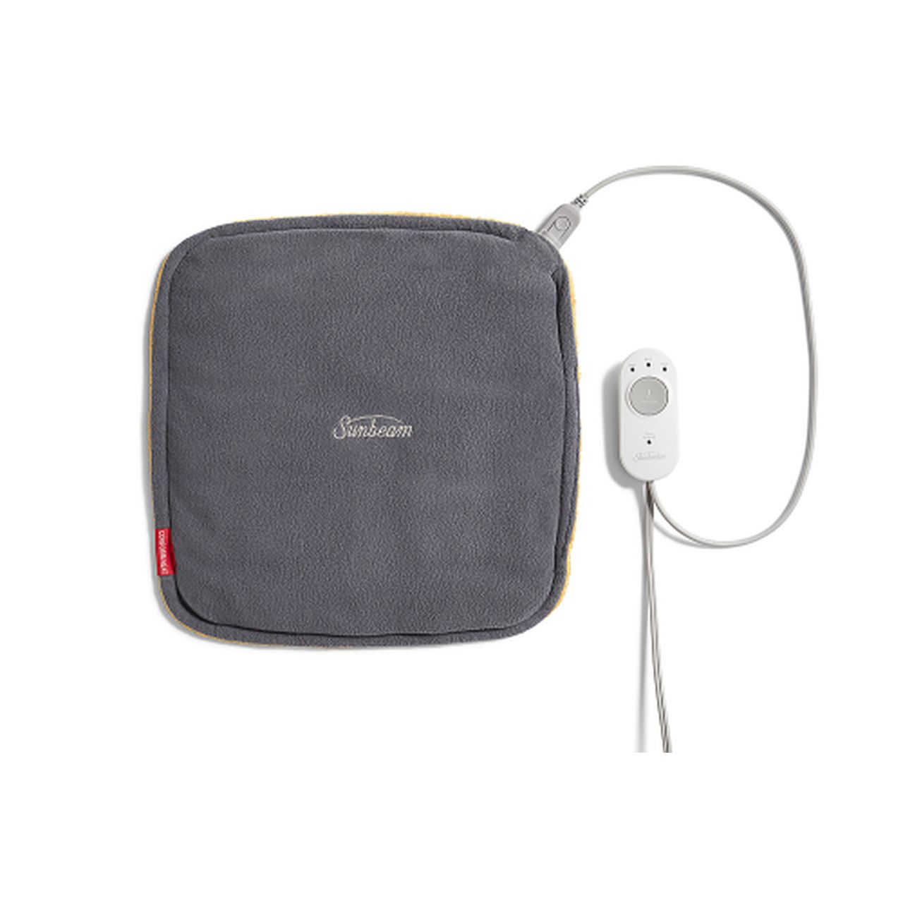 Gray weighted heating pad with remote controller and power cord