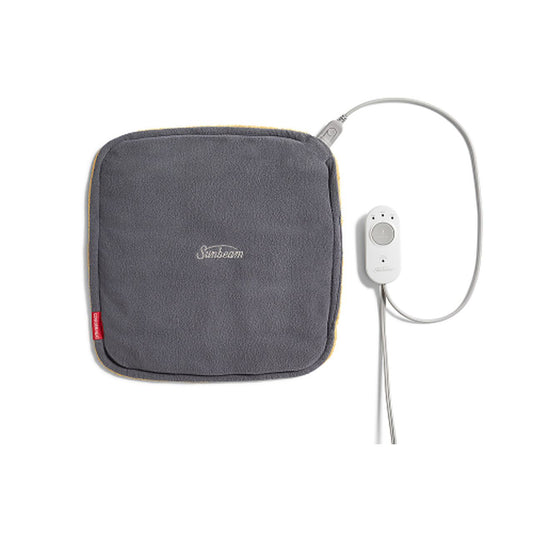 Gray weighted heating pad with remote controller and power cord