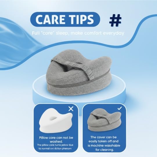Generic Orthopedic Knee Pillow Memory Foam Side Sleepers Gray 1 Pack