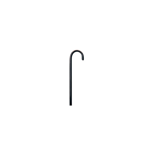 Black wooden walking cane with curved hook handle