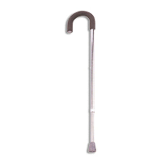 Adjustable cane with rounded grip handle and silver shaft