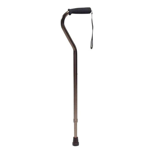 Adjustable offset cane with black nitrile grip handle and rubber tip