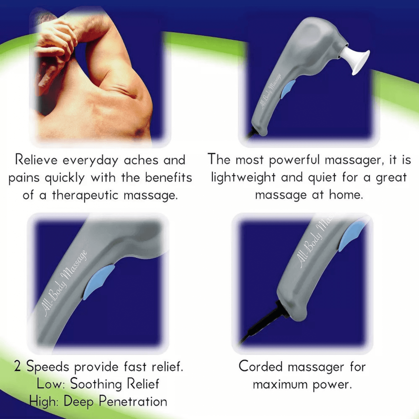 Grey Wahl massage device with white head attachment and black power cord