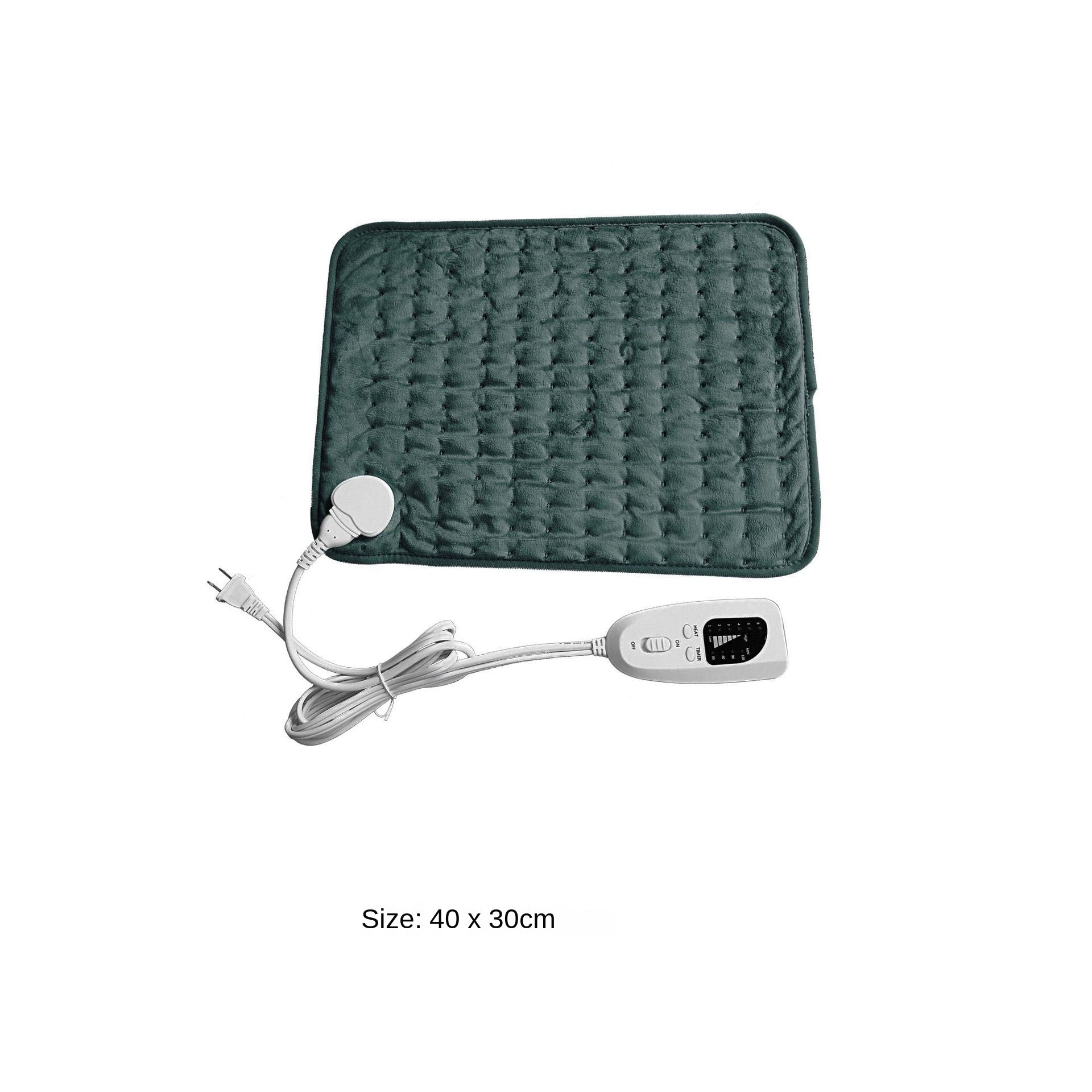 40 x 30 cm electric heating blanket pad, dark green with controller and power cord
