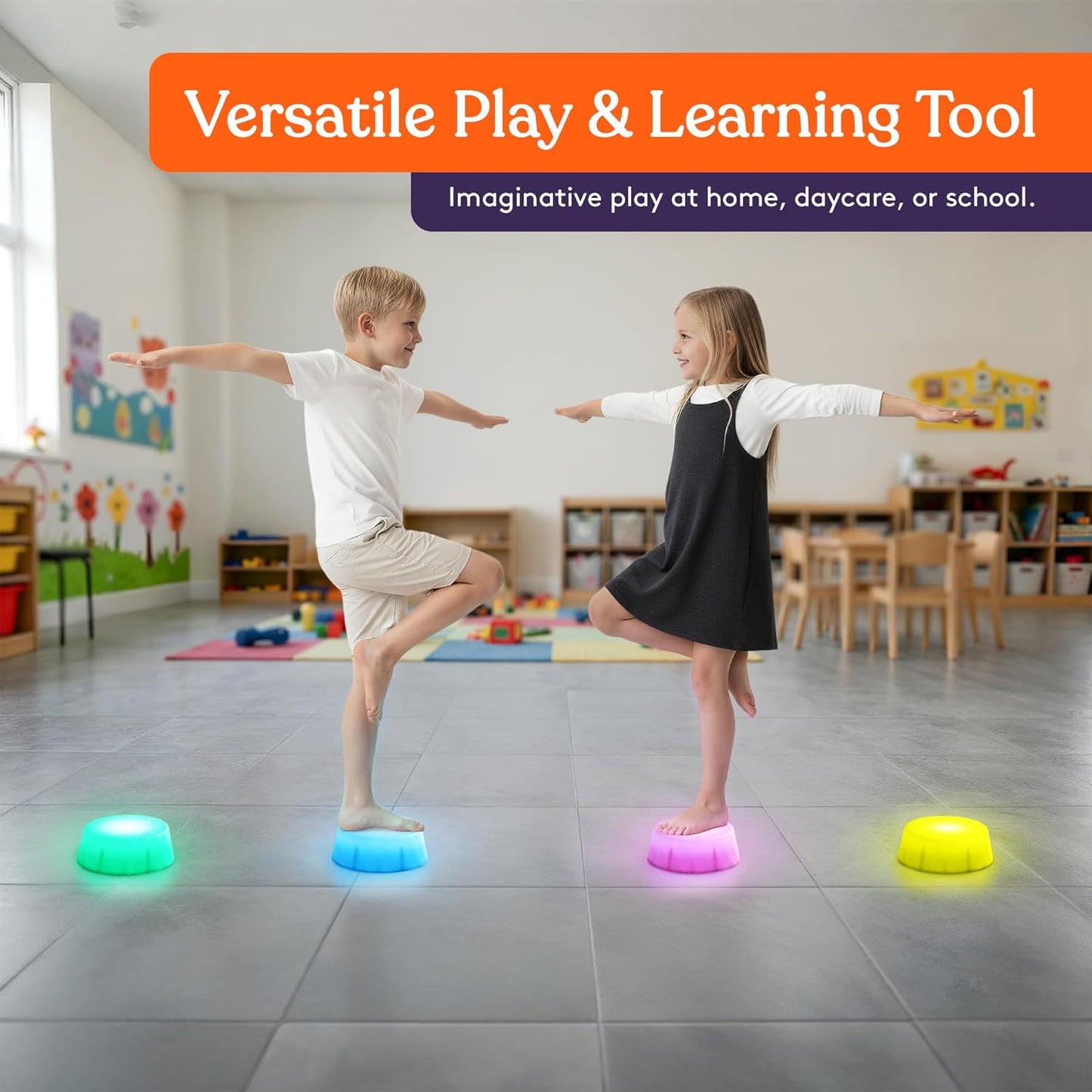 Special Supplies LED Stepping Stones for Kids – Light-Up Balance Blocks – Promote Coordination, Balance, Strength for Toddlers & Children – Durable Non-Slip Rubber, Safe Indoor & Outdoor Play